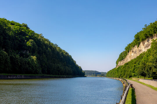 The Albert Canal is next to Lanaye, Located in Province de Li&egrave;ge, Walloon Region, Belgium, Border between Maastricht, Limburg, Netherlands, Canal connects also the Meuse river with the Scheldt river