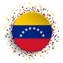 Round Venezuela flag icon with confetti hearts