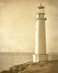 Lighthouse on the seaside, retro style, vintage photography