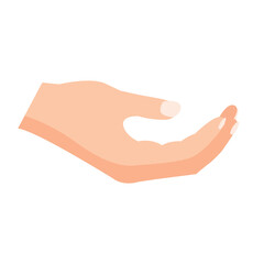 Asking human hand, care or protect hand gesture vector illustration, cupped hand sign clipart, flat design illustration, begging hand symbol

