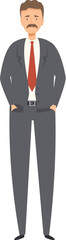 Businessman is standing with his hands in his pockets, conveying an air of confidence and professionalism