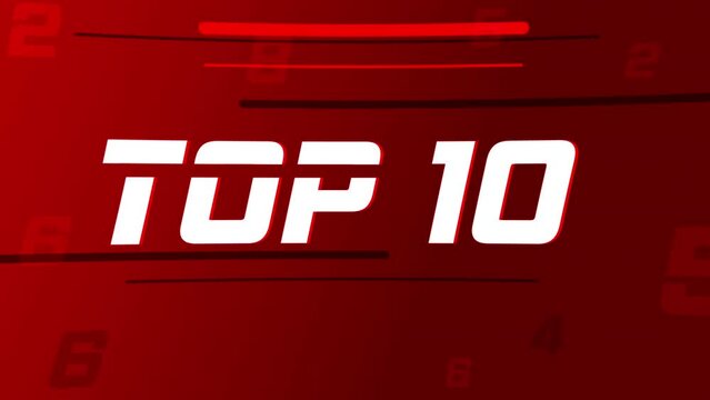 Top 10 chart. A selection of the best of the best. 10 transitions with green background	