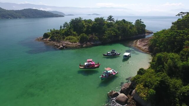 Aerial view of Ilha Comprida do Norte - Paraty, Rio de Janeiro, Brazil