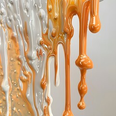 Harmony of Orange and White Dripping Paint