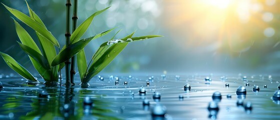 beautiful green bamboo wallpaper growing in the water