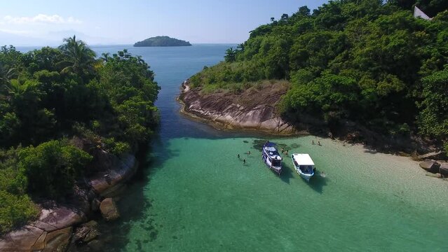 Aerial view of Ilha Comprida do Norte - Paraty, Rio de Janeiro, Brazil