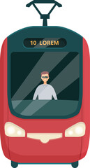 Tram driver is driving a modern tramway, providing urban public transportation