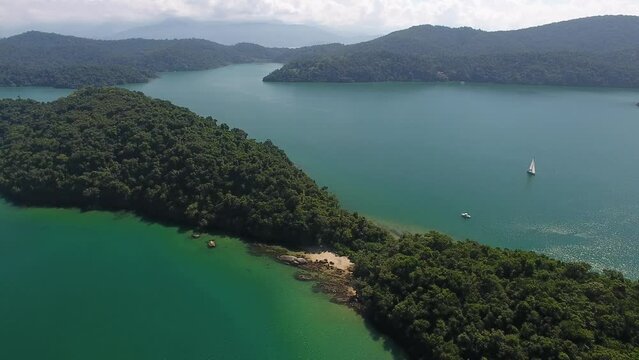 Aerial view of Cotia Island - Paraty, Rio de Janeiro, Brazil