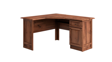 Corner desk on transparent bacground