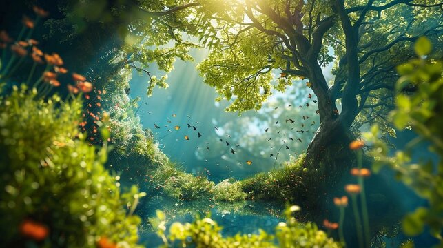 Nature and oxygen highlighting ecological concepts.