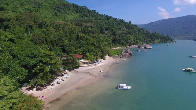Aerial view of Tapera Beach on Ara&uacute;jo Island - Paraty, Rio de Janeiro, Brazil