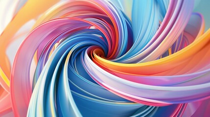 Fototapeta premium Dynamic Swirl of 3D Multicolored Twisted Ribbons