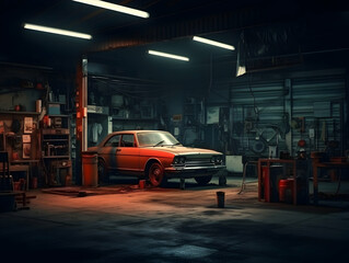 Obraz premium Automobile Repair Shop, Auto Vehicle Service Center, Car Service and maintenance center, Car engine diagnostics and repair