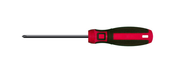 Side view of a large cross-head screwdriver - on isolated transparent background.