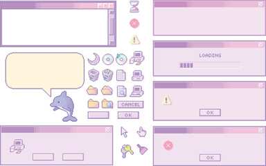 ノスタルジックなWindows 98風のドット絵フレーム素材集