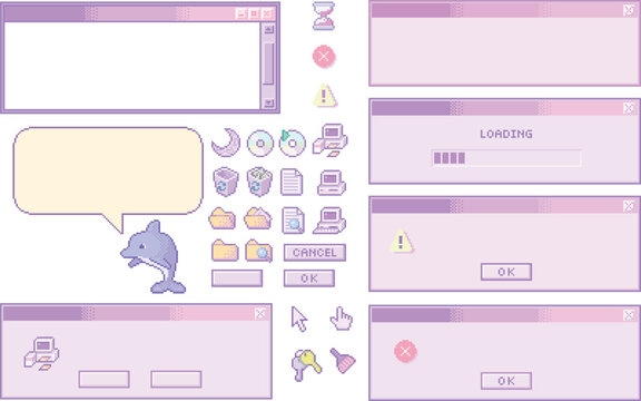 ノスタルジックなWindows 98風のドット絵フレーム素材集