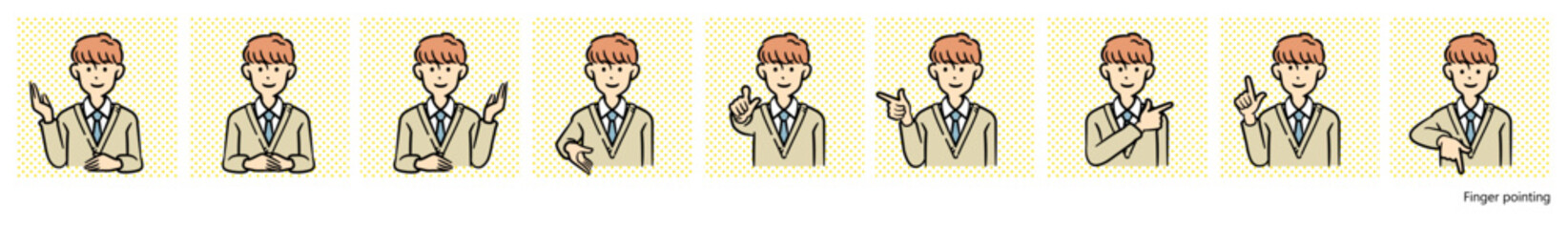 女子高生のイラスト｜指差し案内