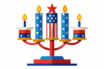 4th-of-july candle holder vector illustration 