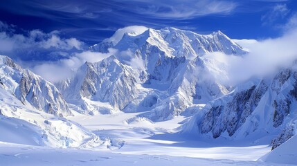 Snow-Capped Peaks Under a Clear Sky