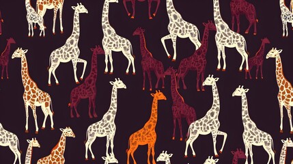 Seamless colorful giraffe pattern. Vector image