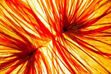 Abstract orange and yellow pattern on a lampshade viewed from below showing the line pattern...