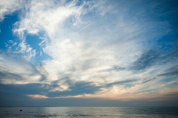 Ocean washing onto shore at Mui Ne Vietnam at sunrise famous surfing town