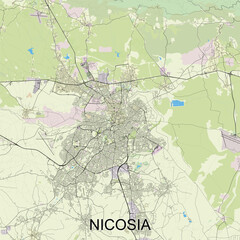 Naklejka premium Nicosia, Cyprus map poster art