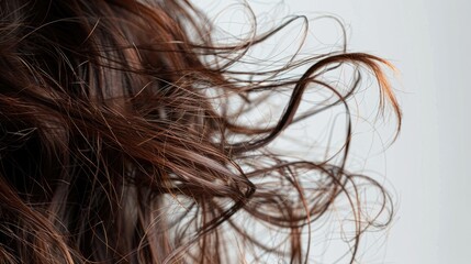 Naklejka premium Woman s Unhealthy Hair Closeup on White Background