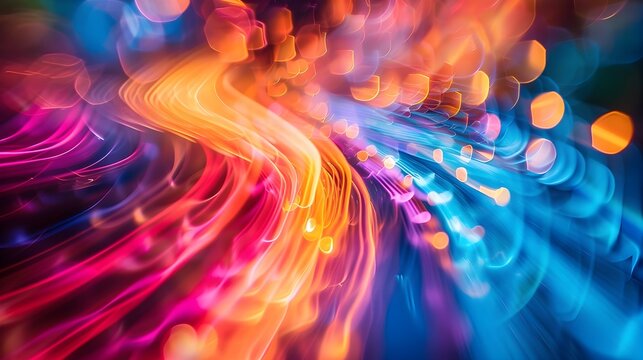 Vibrant and dynamic lights captured in an abstract image