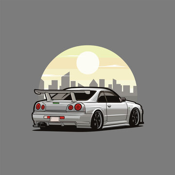 Vector art illustration of jdm car, japanese sport car. Best for automotive tshirt design