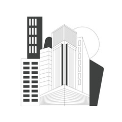 Obraz premium Modern residential complex. Architectural ensemble of skyscrapers. Linear illustration on the topic of buying and renting real estate