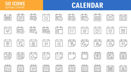 Calendar Icon collection. Set of calendar symbols. Meeting Deadlines icon. Time management .Appointment schedule line icon