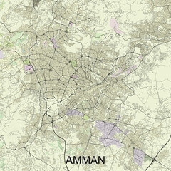 Amman, Jordan map poster art