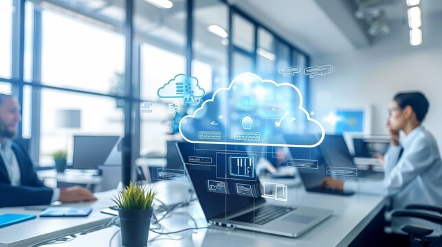 IT professionals setting up a cloud server environment in an office --ar 16:9 Job ID: c5f11458-fc2e-4a90-b872-8d9d35b127ce