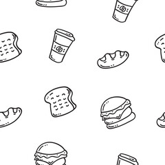 food and beverage seamless pattern in hand drawn style pattern background