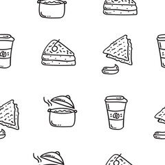 food and beverage seamless pattern in hand drawn style pattern background