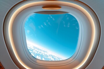 A plane with windows and clouds