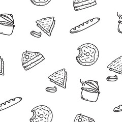 food and beverage seamless pattern in hand drawn style pattern background