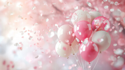Bouquet of balloons in soft pink tones