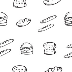 food and beverage seamless pattern in hand drawn style pattern background