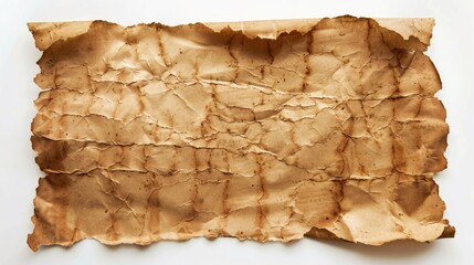 Old paper sheet on white backdrop