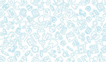 seamless pattern health care, medical element on black background