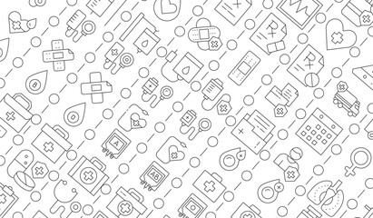seamless pattern health care, medical element on black background