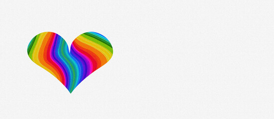 Bright and vibrant heart on a white background in rainbow colors representing LGBTIQA community