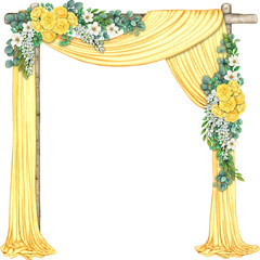 watercolor hand drawn wedding arch