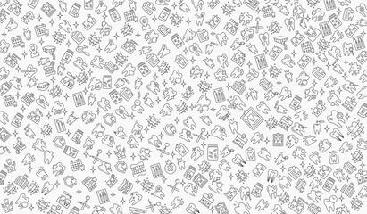 Vector seamless dental pattern with line icons
