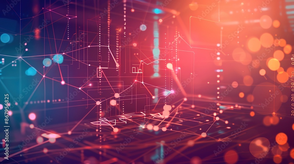 Poster seamless connectivity in digital world - network of devices on gradient background