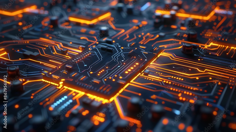 Aufkleber glowing led circuit board with intricate pathways - symbol of modern electronics