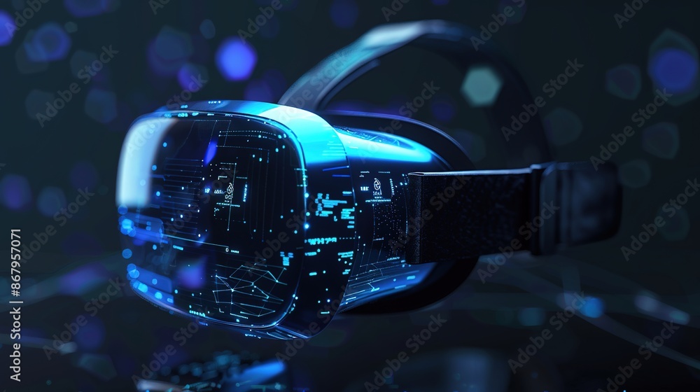 Aufkleber immersive virtual reality experience with digital interface elements on dark background