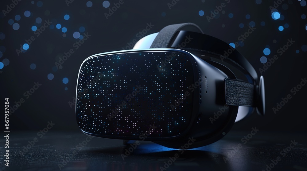 Aufkleber immersive virtual reality experience with digital interface elements on dark background